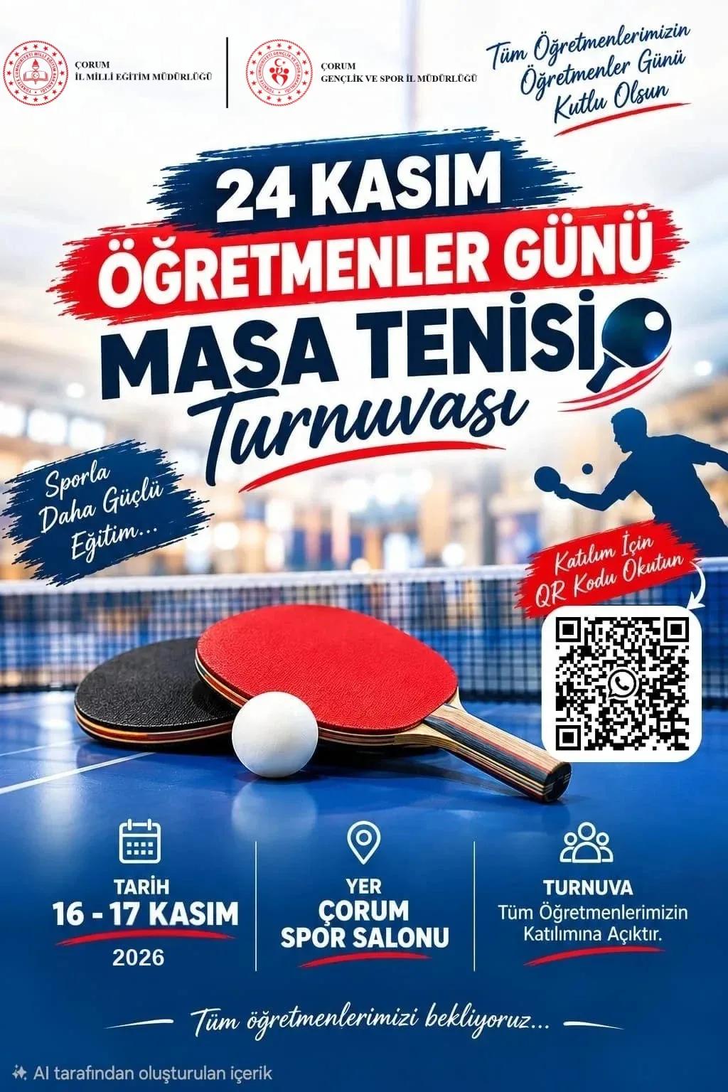 24 Kasım Öğretmenler Günü Ferdi Masa Tenisi Müsabakaları Talimatı.