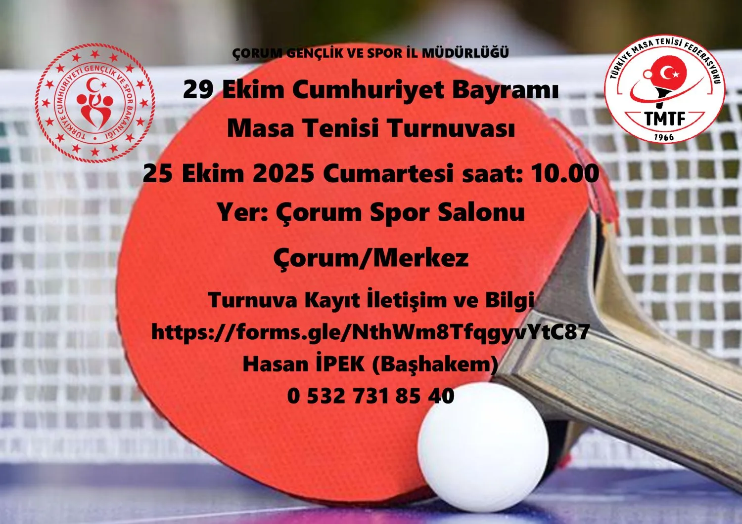 29 Ekim Cumhuriyet Bayramı Masa Tenisi Turnuvası